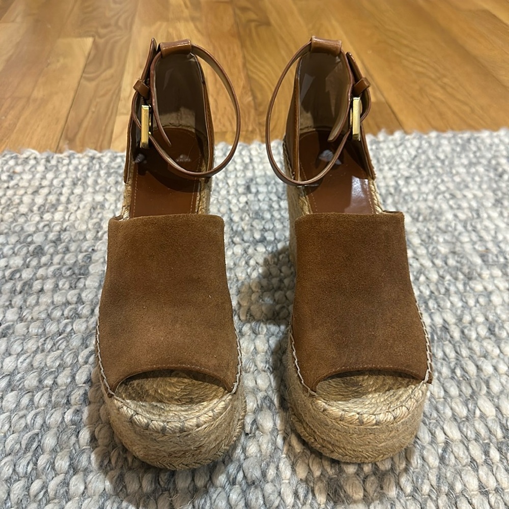 Marc Fisher Adalyn cognac suede espadrille platform - size 8.5